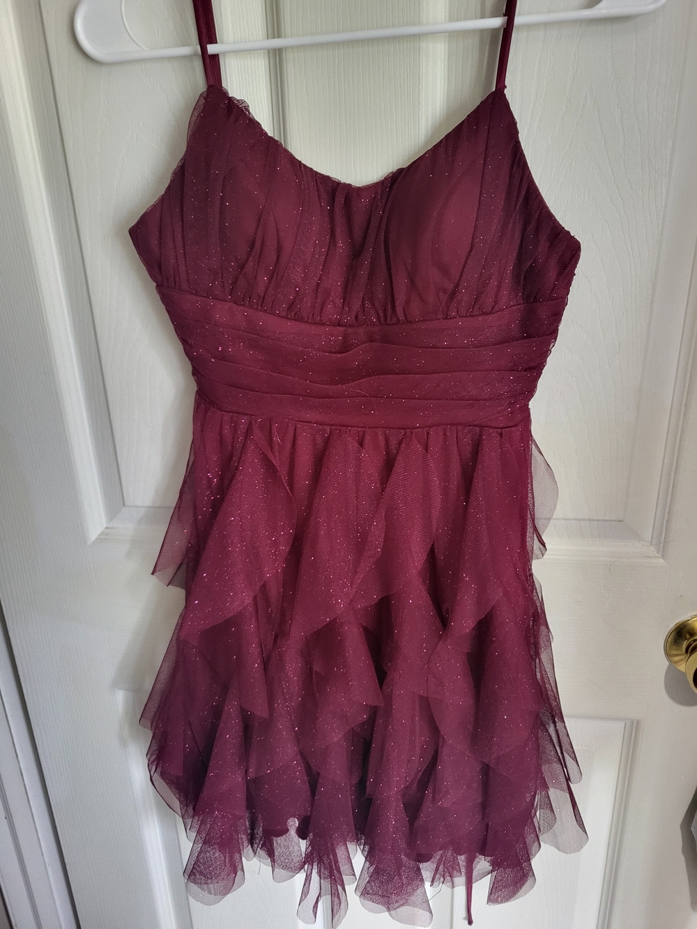 Teeze Me Burgundy Glitter Ruffled Tulle Party Dress